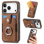 Leather Card Holder iPhone Case with Ring Stand