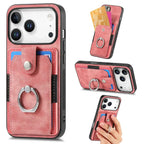 Leather Card Holder iPhone Case with Ring Stand