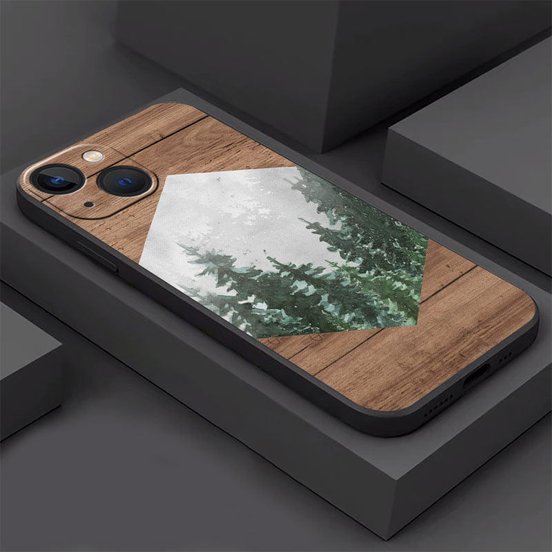 Foggy Forest Wood Texture iPhone Case