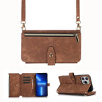 Crossbody Wallet iPhone Case with Zipper Pocket