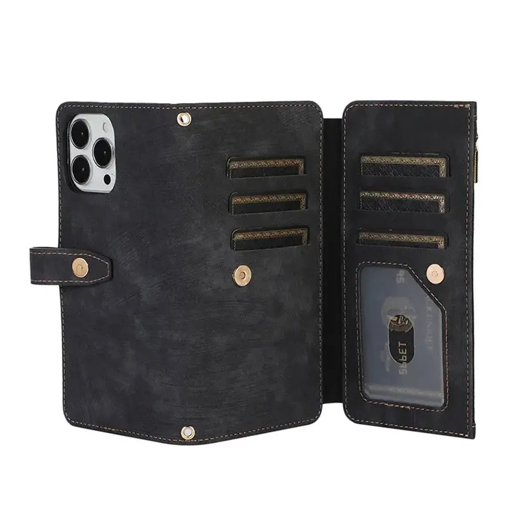 Crossbody Wallet iPhone Case with Zipper Pocket