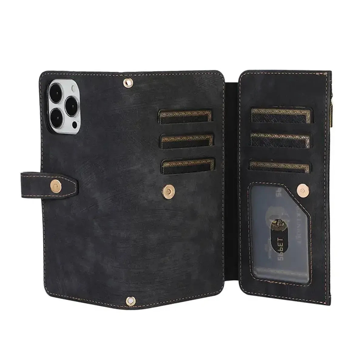 Crossbody Wallet iPhone Case with Zipper Pocket