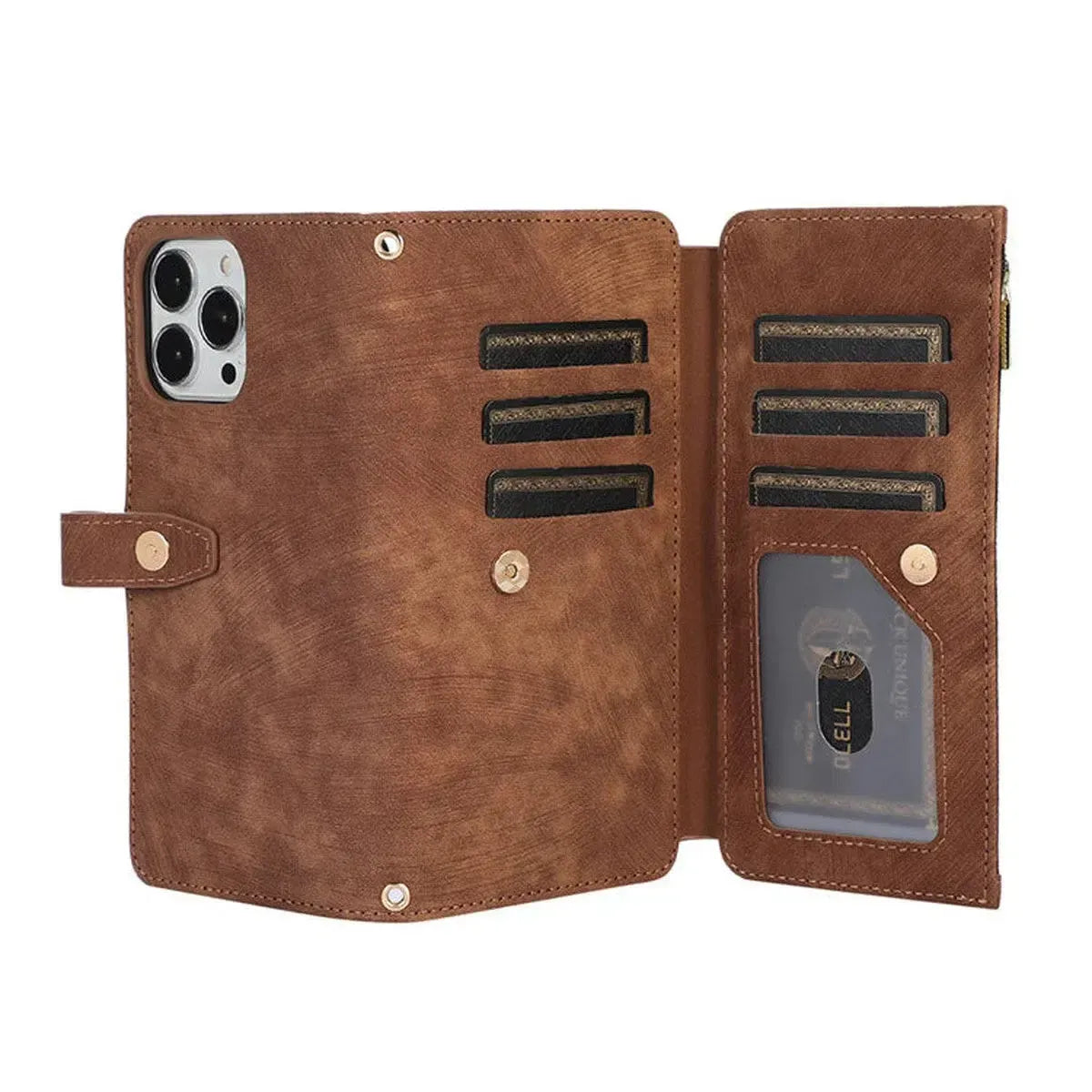 Crossbody Wallet iPhone Case with Zipper Pocket
