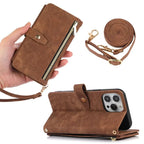 Crossbody Wallet iPhone Case with Zipper Pocket