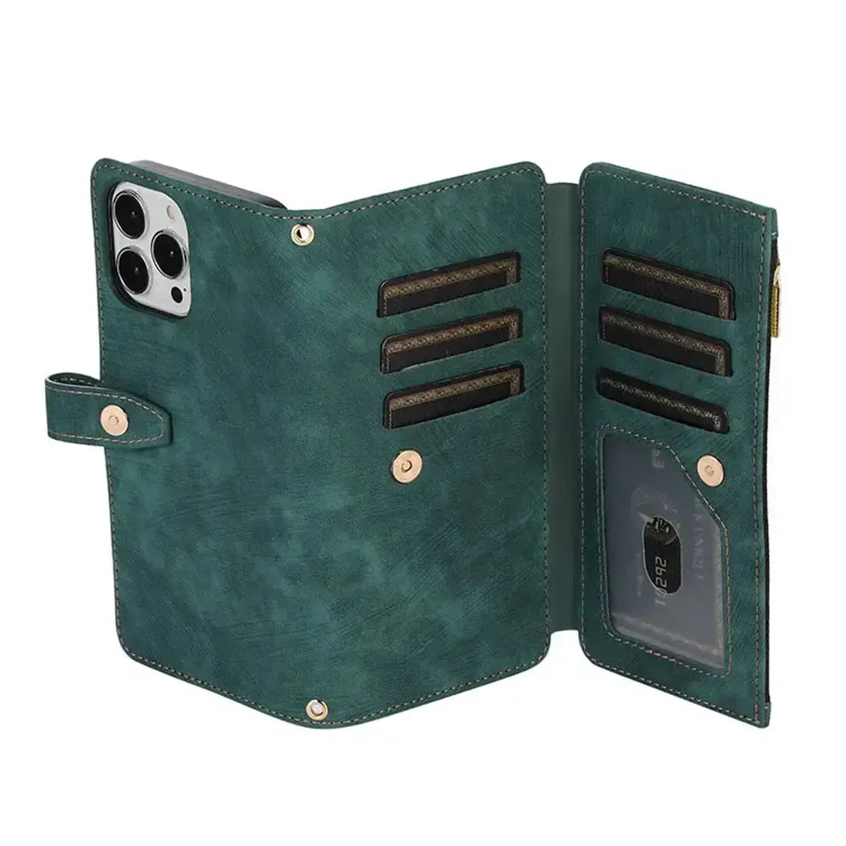 Crossbody Wallet iPhone Case with Zipper Pocket