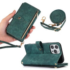 Crossbody Wallet iPhone Case with Zipper Pocket