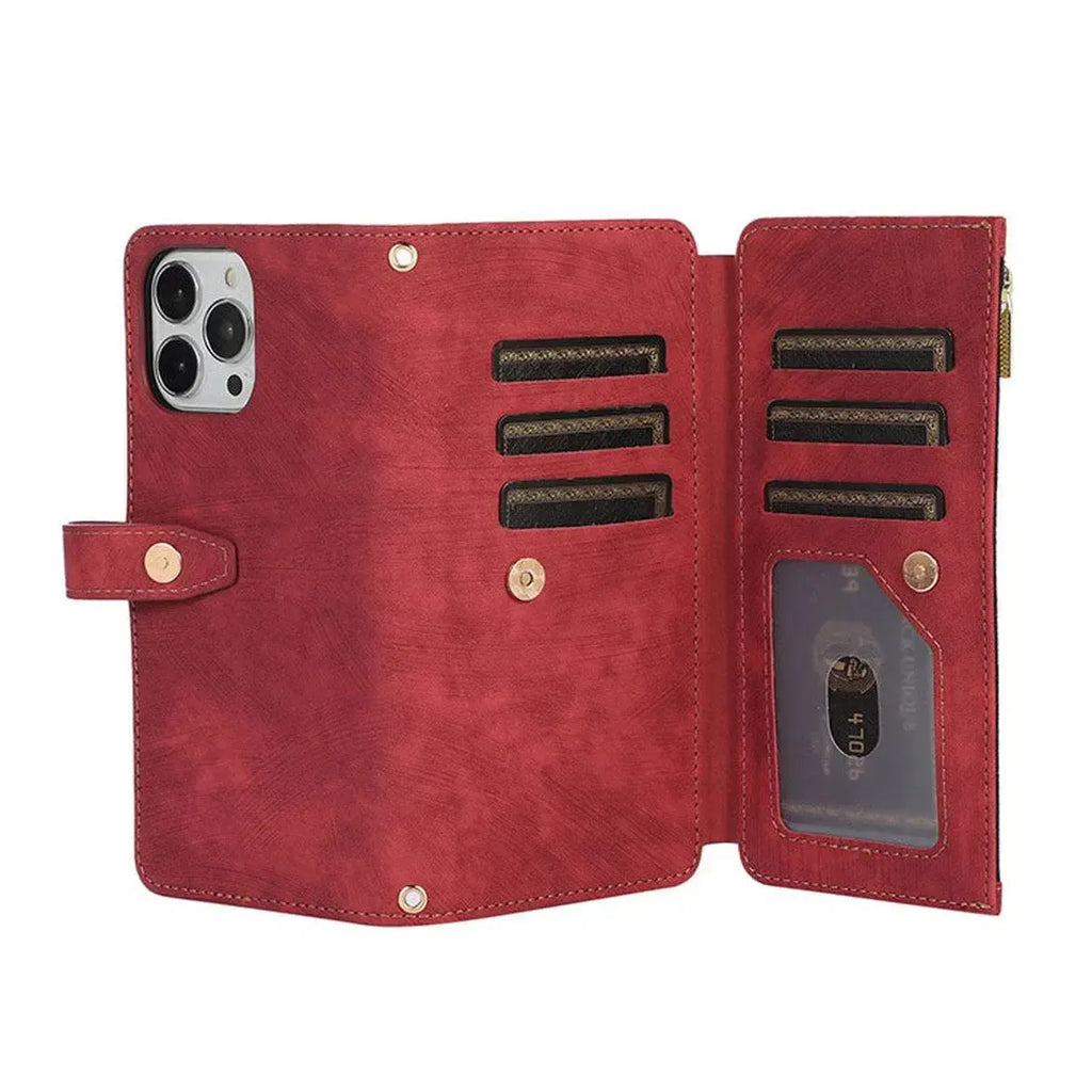 Crossbody Wallet iPhone Case with Zipper Pocket