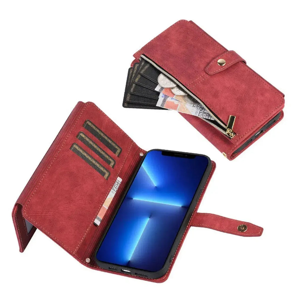 Crossbody Wallet iPhone Case with Zipper Pocket