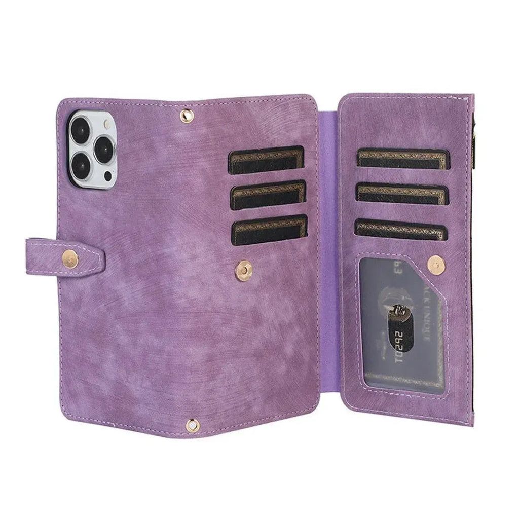 Crossbody Wallet iPhone Case with Zipper Pocket