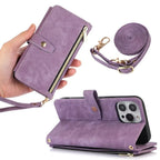 Crossbody Wallet iPhone Case with Zipper Pocket