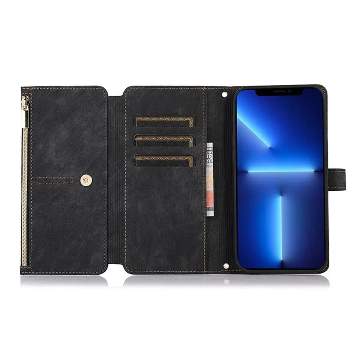 Crossbody Wallet iPhone Case with Zipper Pocket