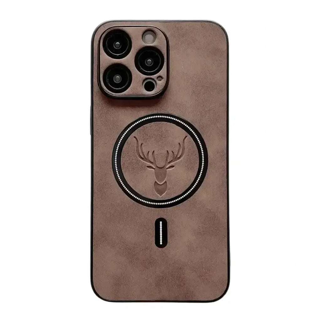 Deer Head Leather MagSafe iPhone Case