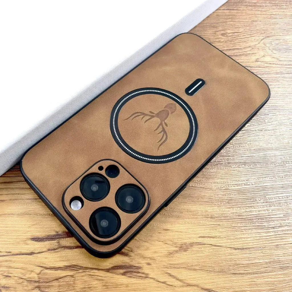 Deer Head Leather MagSafe iPhone Case