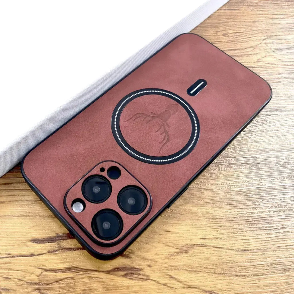 Deer Head Leather MagSafe iPhone Case