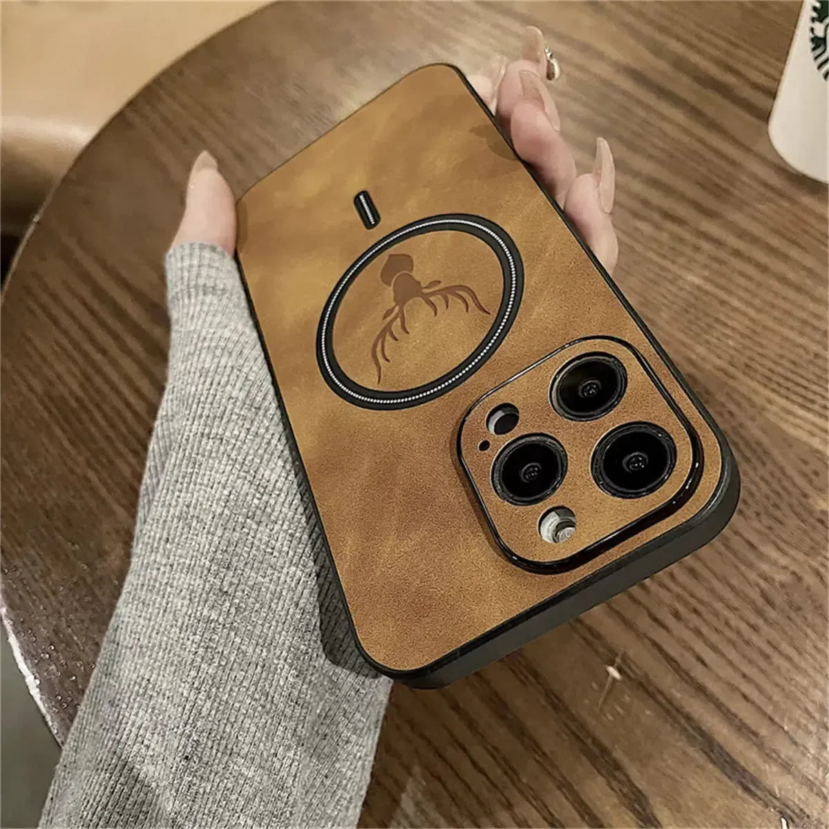 Deer Head Leather MagSafe iPhone Case