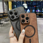 Deer Head Leather MagSafe iPhone Case