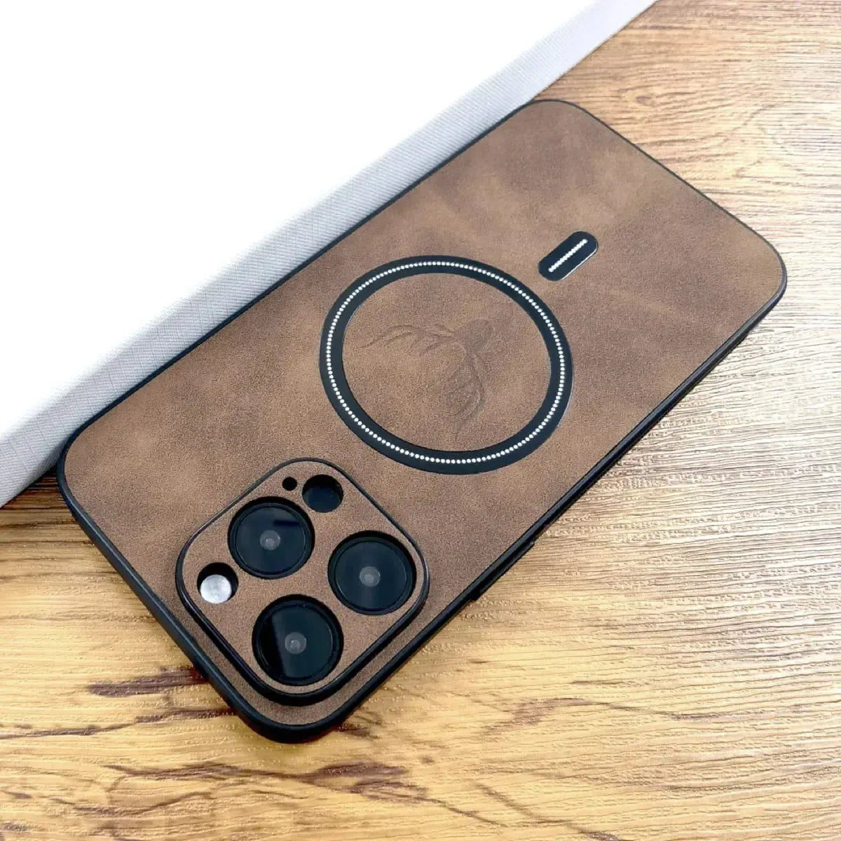 Deer Head Leather MagSafe iPhone Case