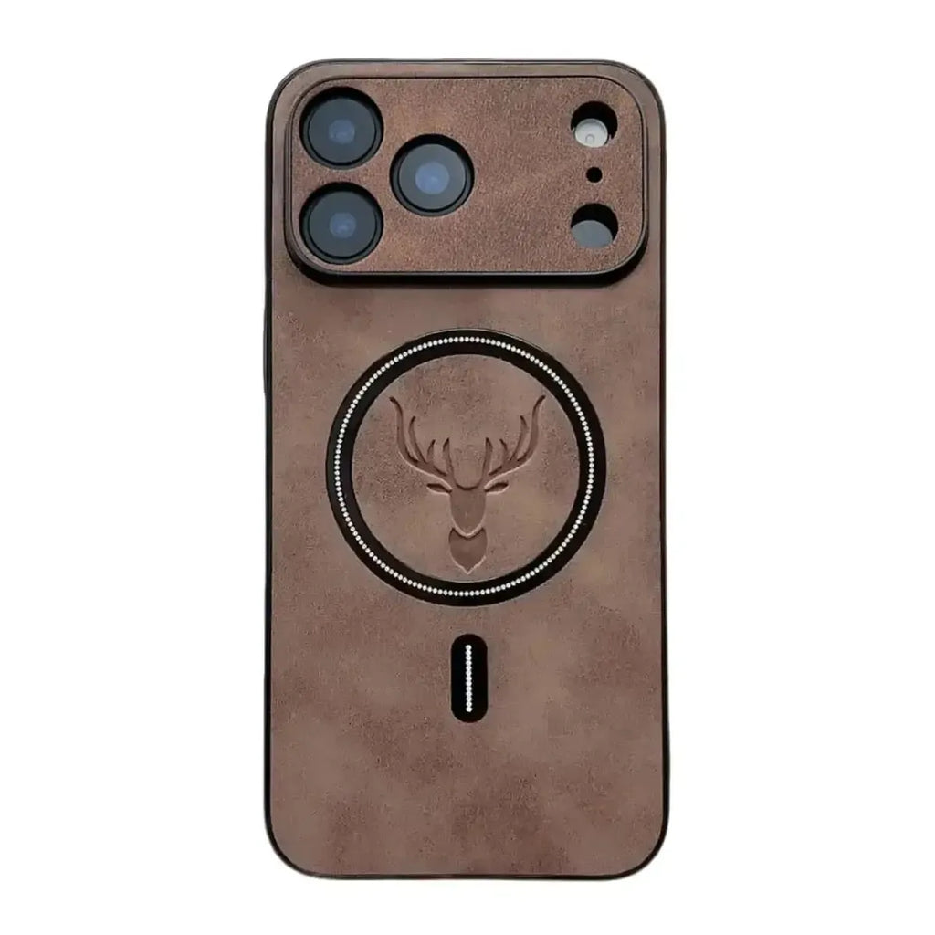 Deer Head Leather MagSafe iPhone Case