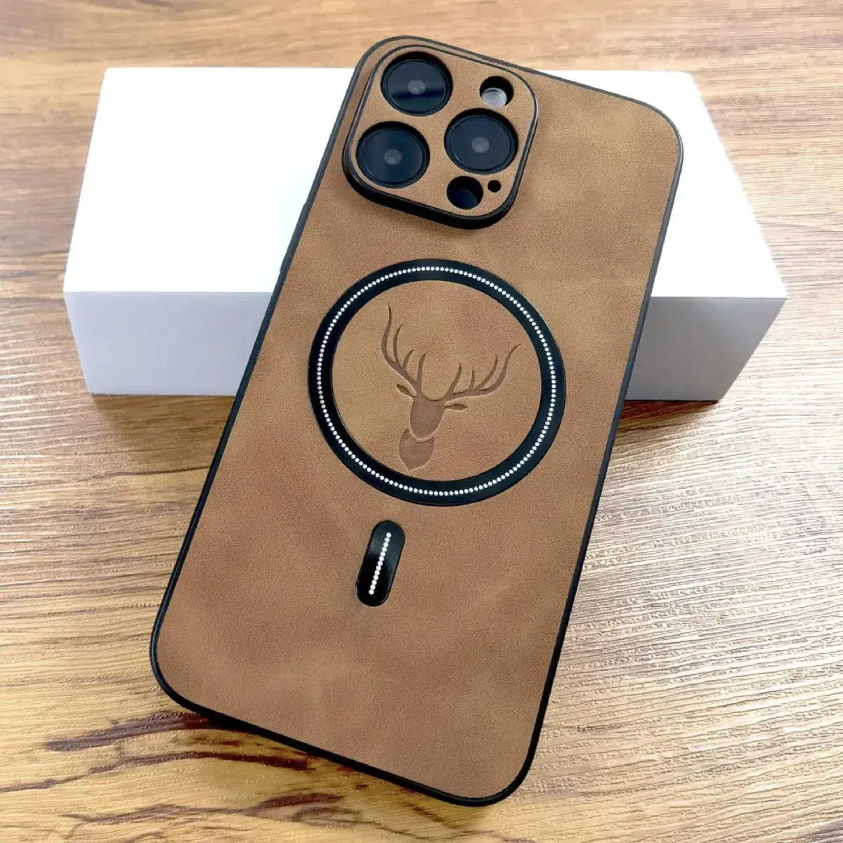 Deer Head Leather MagSafe iPhone Case