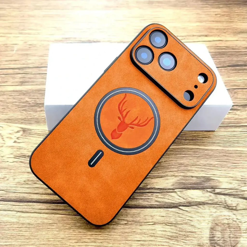 Deer Head Leather MagSafe iPhone Case