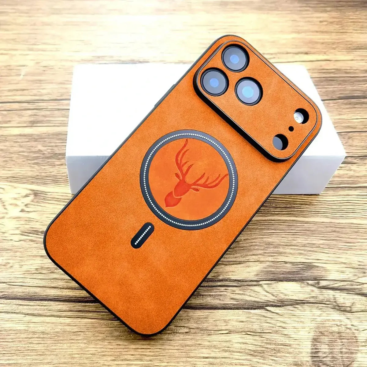 Deer Head Leather MagSafe iPhone Case
