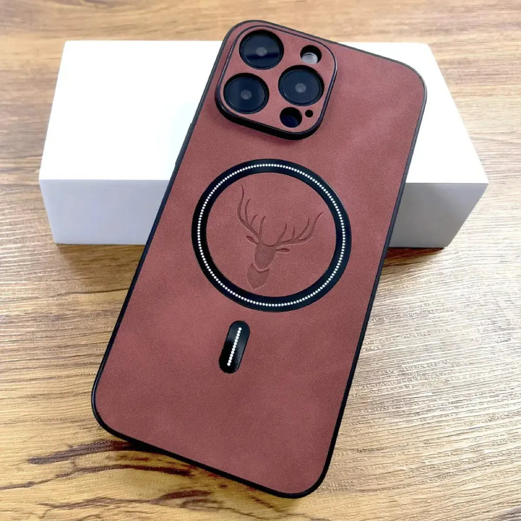 Deer Head Leather MagSafe iPhone Case