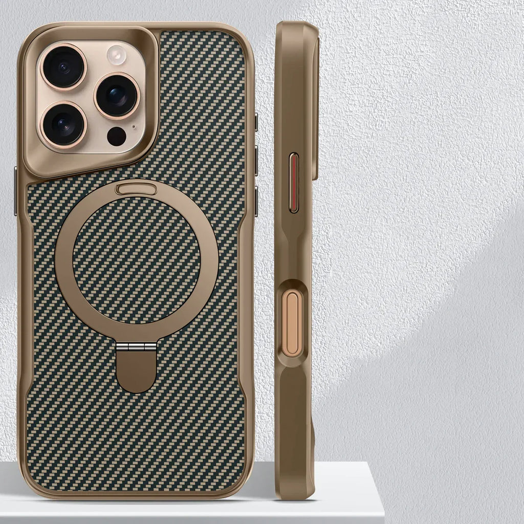 Carbon Fiber Ring Stand MagSafe iPhone Case