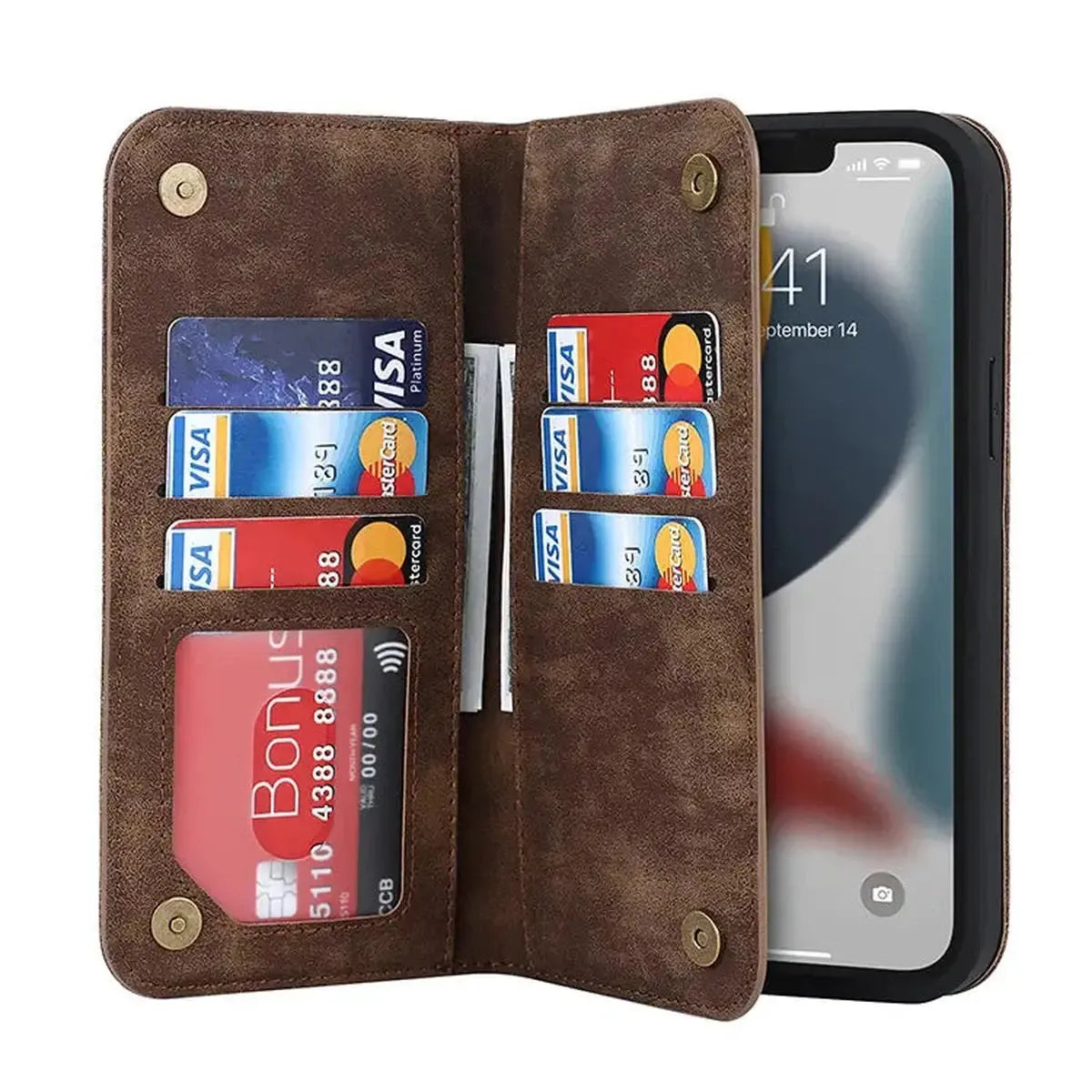 MagSafe Leather Wallet iPhone Case with Card Slots