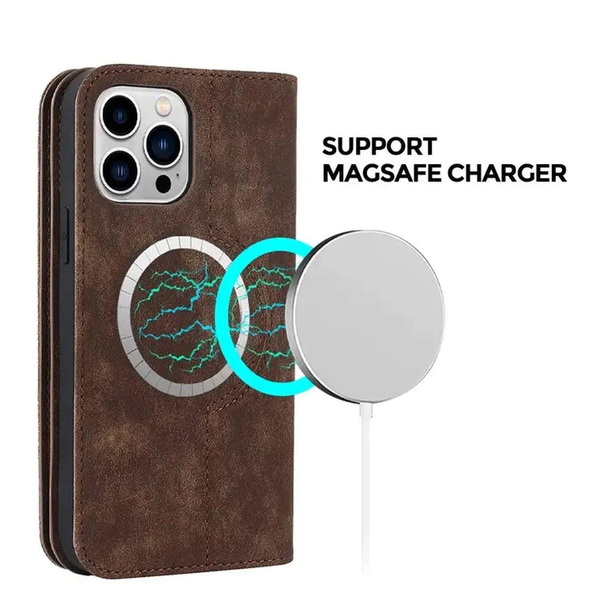 MagSafe Leather Wallet iPhone Case with Card Slots