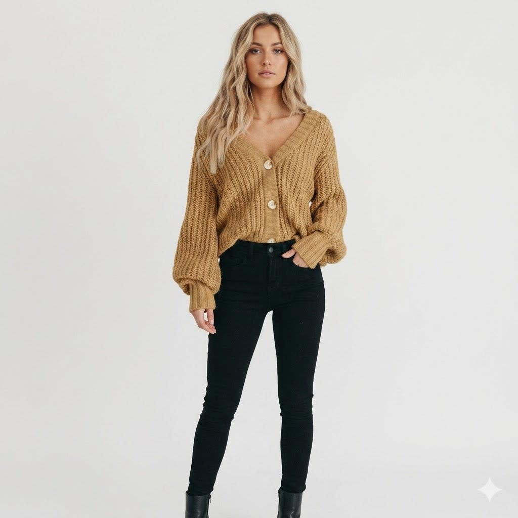 Sienna Chunky Knit Button Cardigan_1