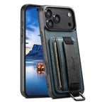 Leather Card Holder iPhone Case with Finger Strap