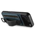 Leather Card Holder iPhone Case with Finger Strap