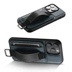 Leather Card Holder iPhone Case with Finger Strap