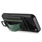 Leather Card Holder iPhone Case with Finger Strap
