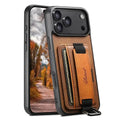 Leather Card Holder iPhone Case with Finger Strap