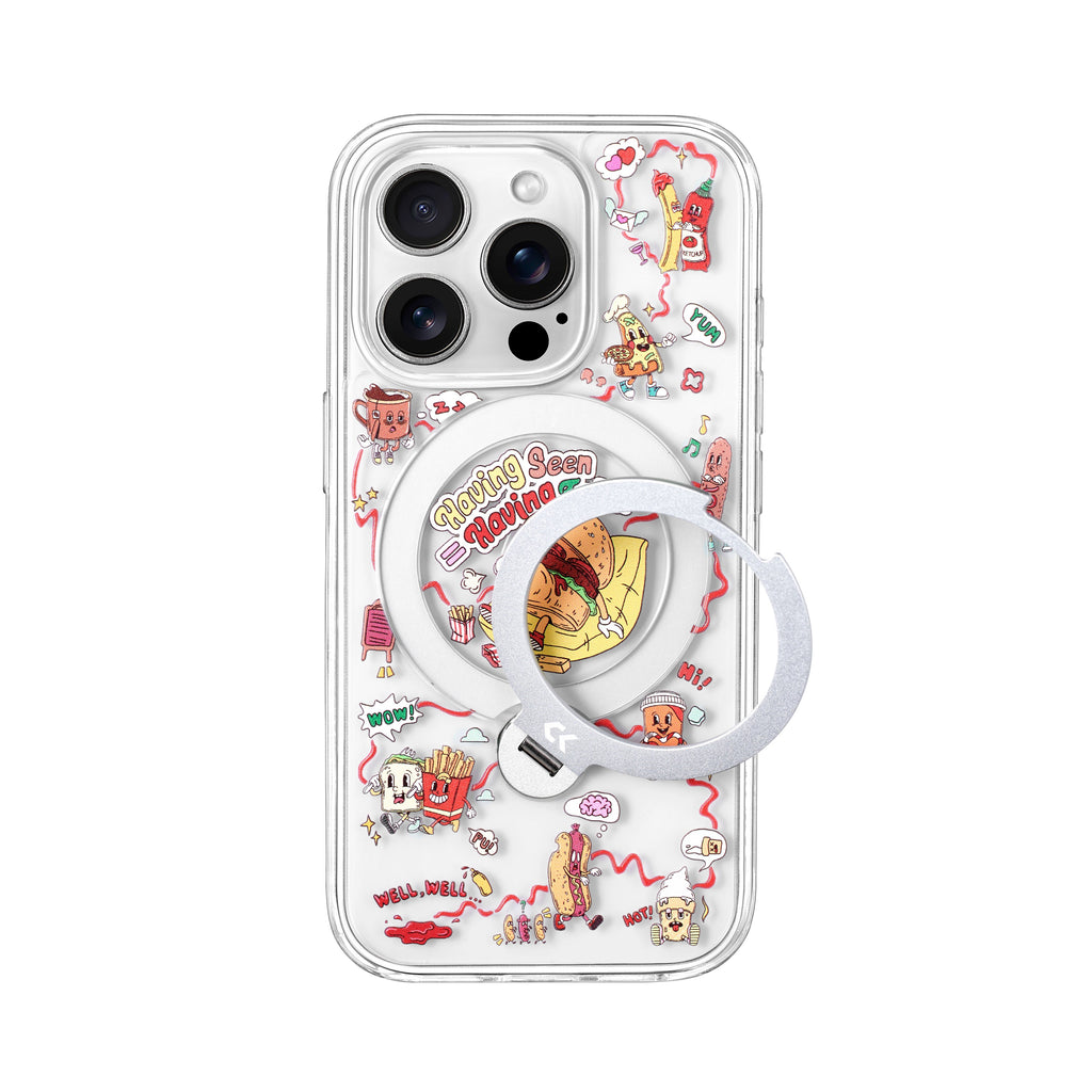 Funny Food Pattern MagSafe iPhone Case with Ring Stand