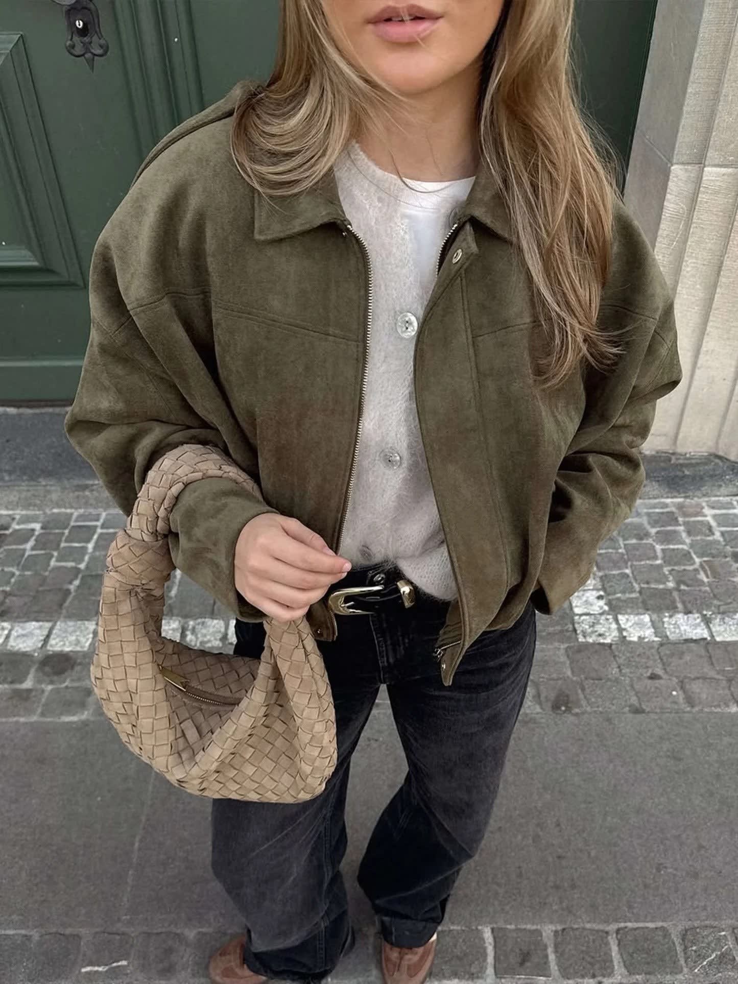 Maelle Faux Suede Bomber Jacket_3