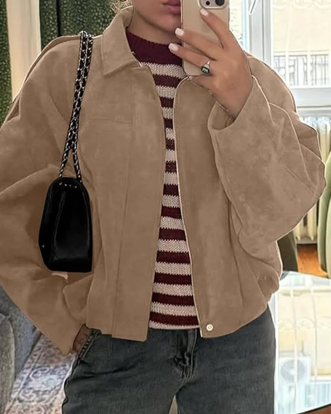Maelle Faux Suede Bomber Jacket_7