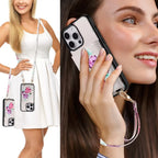 Rose Flower Wallet iPhone Case with Crossbody Strap