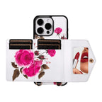 Rose Flower Wallet iPhone Case with Crossbody Strap