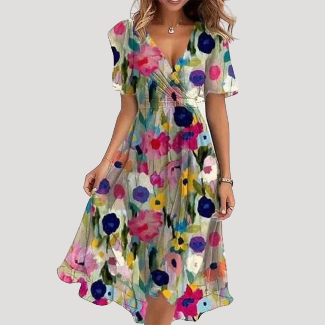 Amira Floral Wrap Midi Dress_5