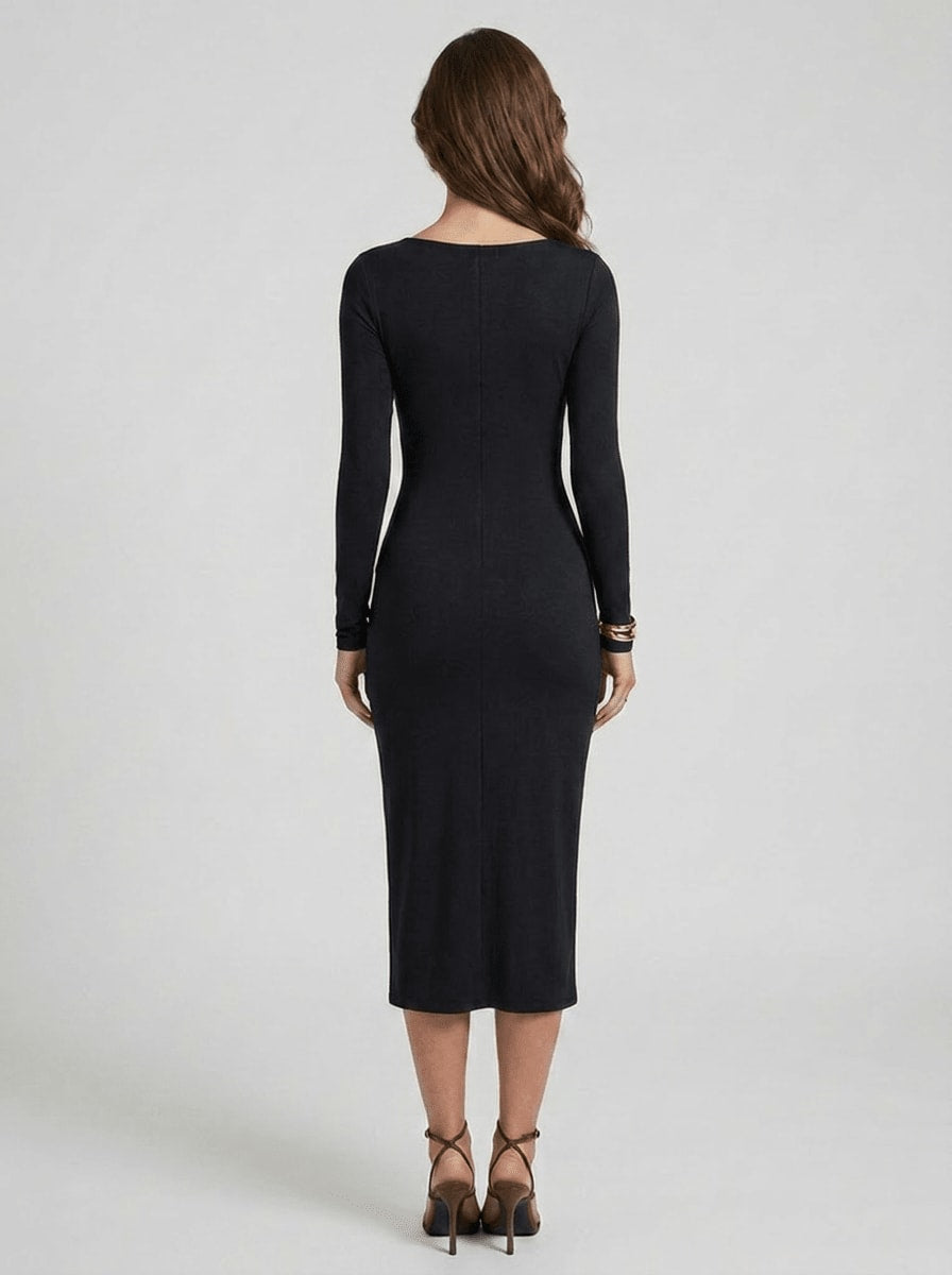 Karin Long Sleeve Ruched Midi Dress_13