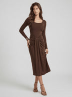Karin Long Sleeve Ruched Midi Dress_2
