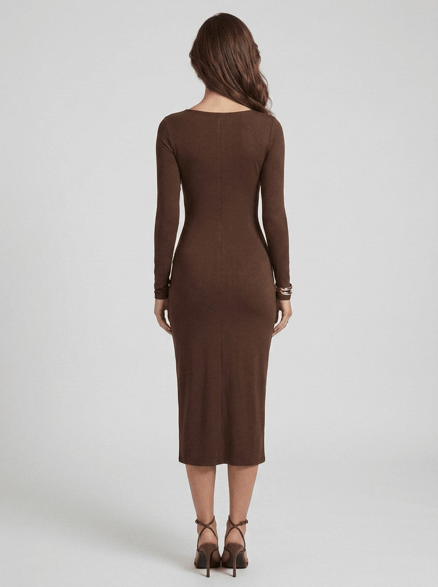 Karin Long Sleeve Ruched Midi Dress_5