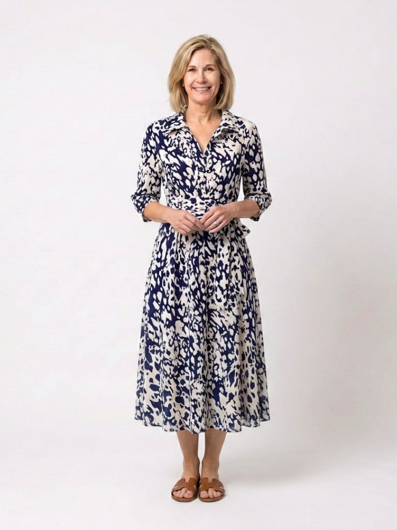 Giulia Belted Collared Midi Dress_1