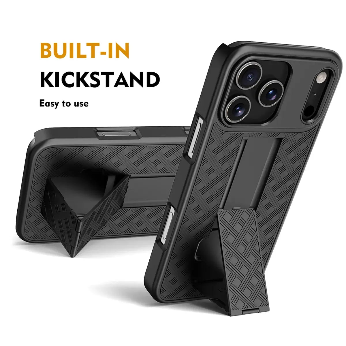 Rugged Hard Shell Case with Belt Holster Stand