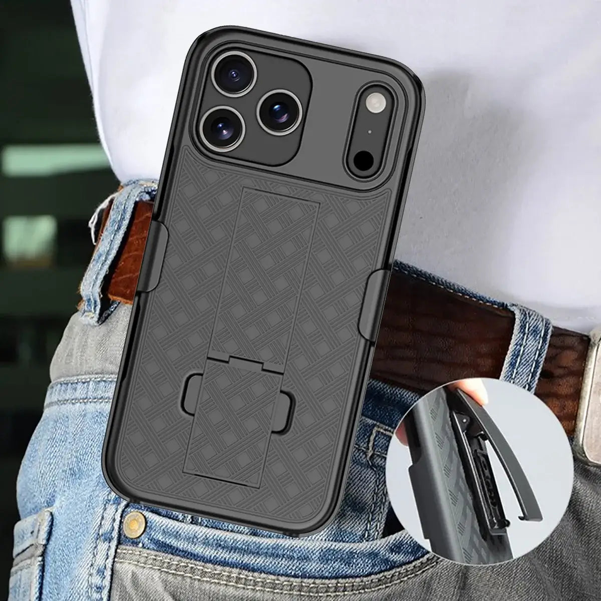 Rugged Hard Shell Case with Belt Holster Stand