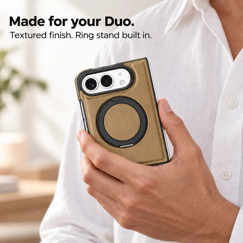 Leather iPhone Duo Case with Ring Kickstand