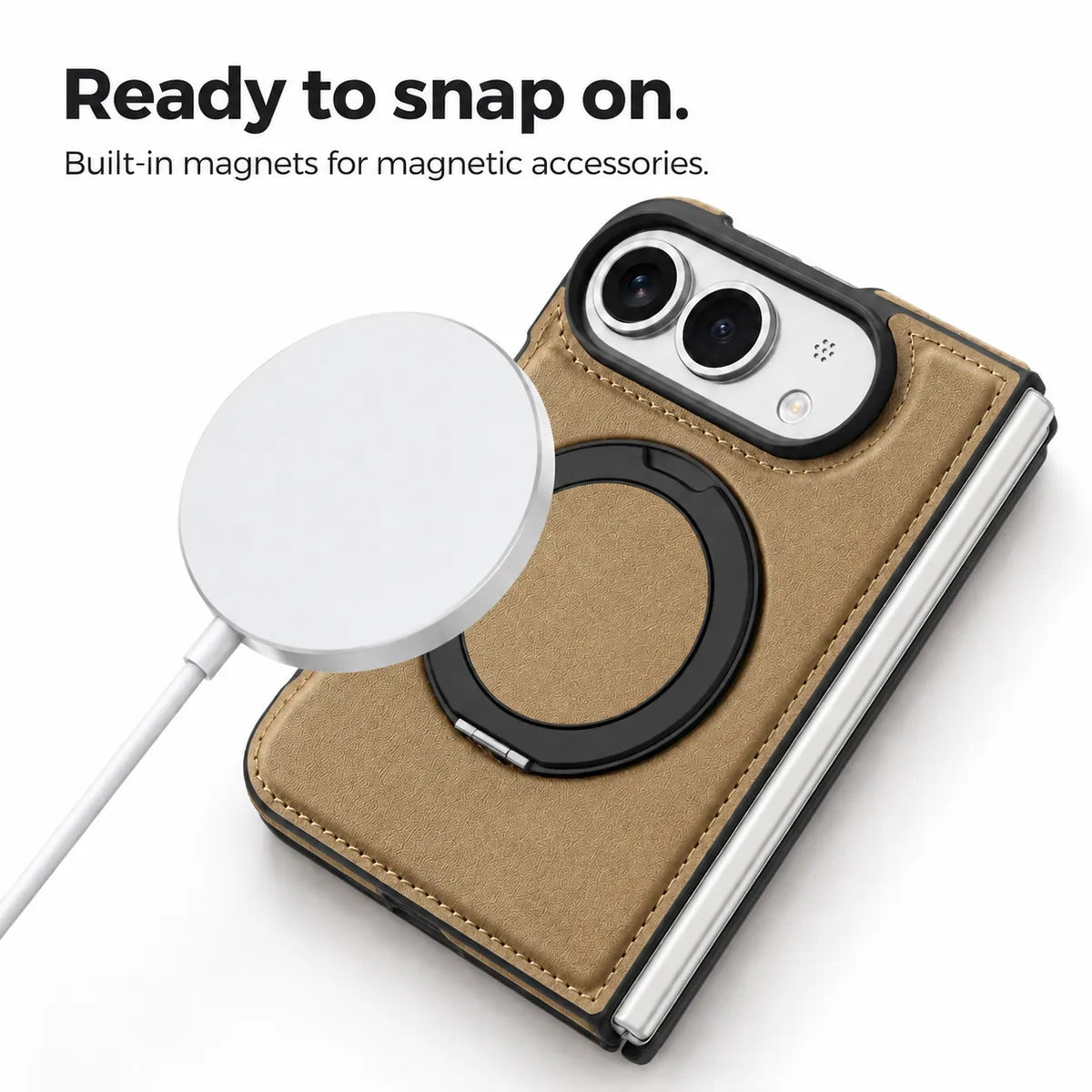 Leather iPhone Duo Case with Ring Kickstand