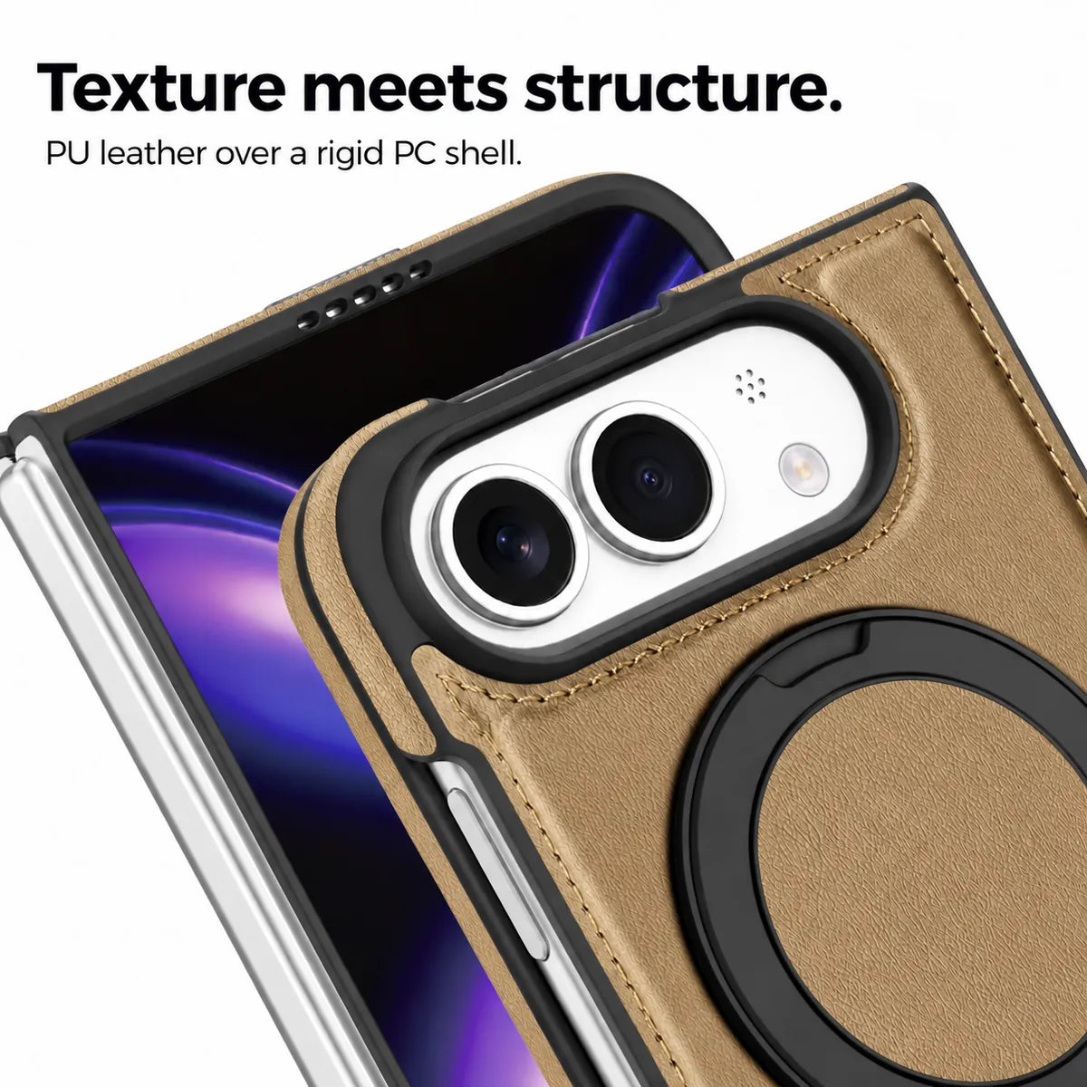 Leather iPhone Duo Case with Ring Kickstand